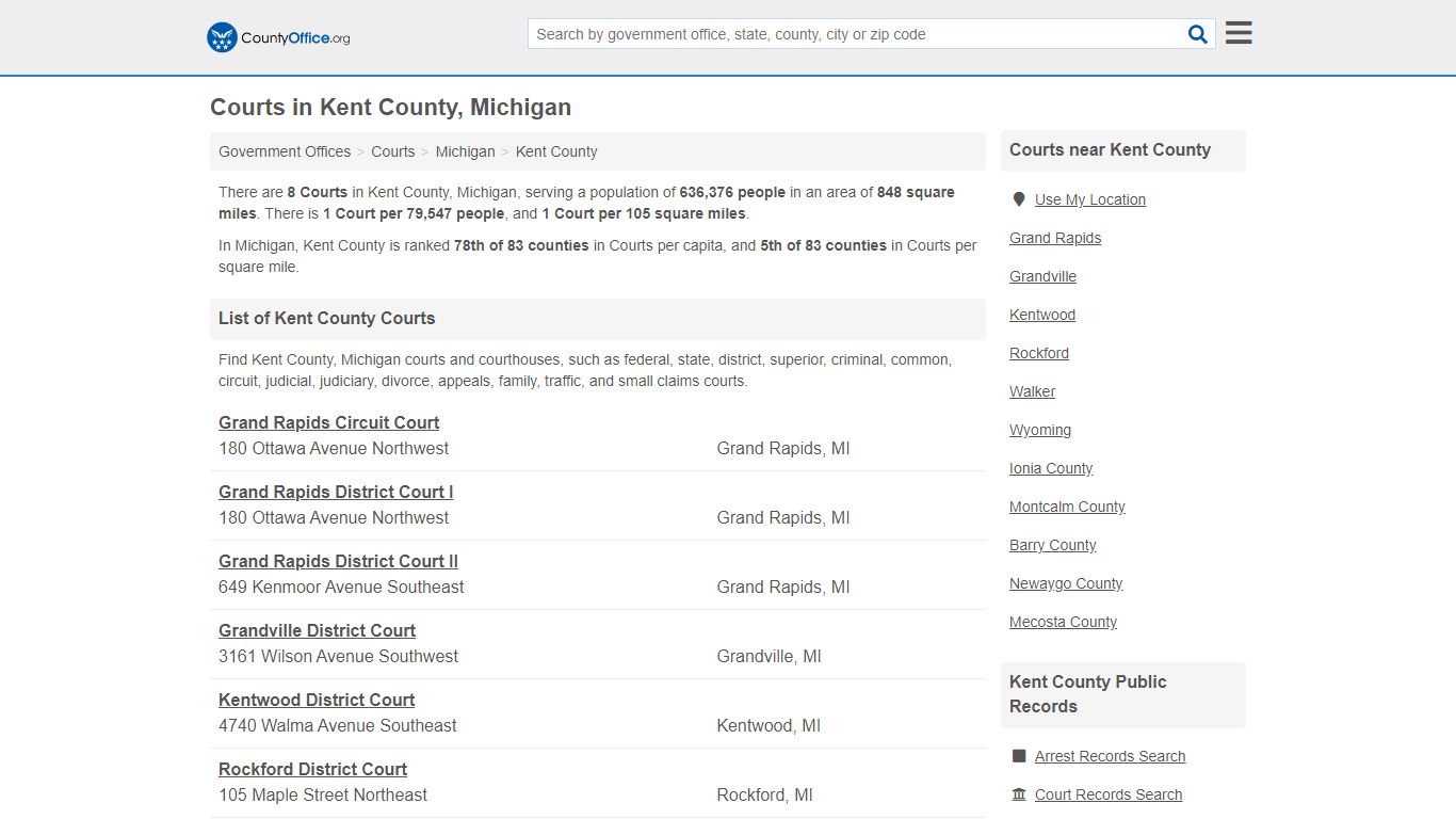 Courts - Kent County, MI (Court Records & Calendars)